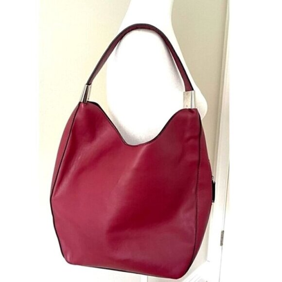 Alfani RED Bangle Hobo Shoulder Bag Faux-Leather Silver Tone Hardware - Picture 1 of 16